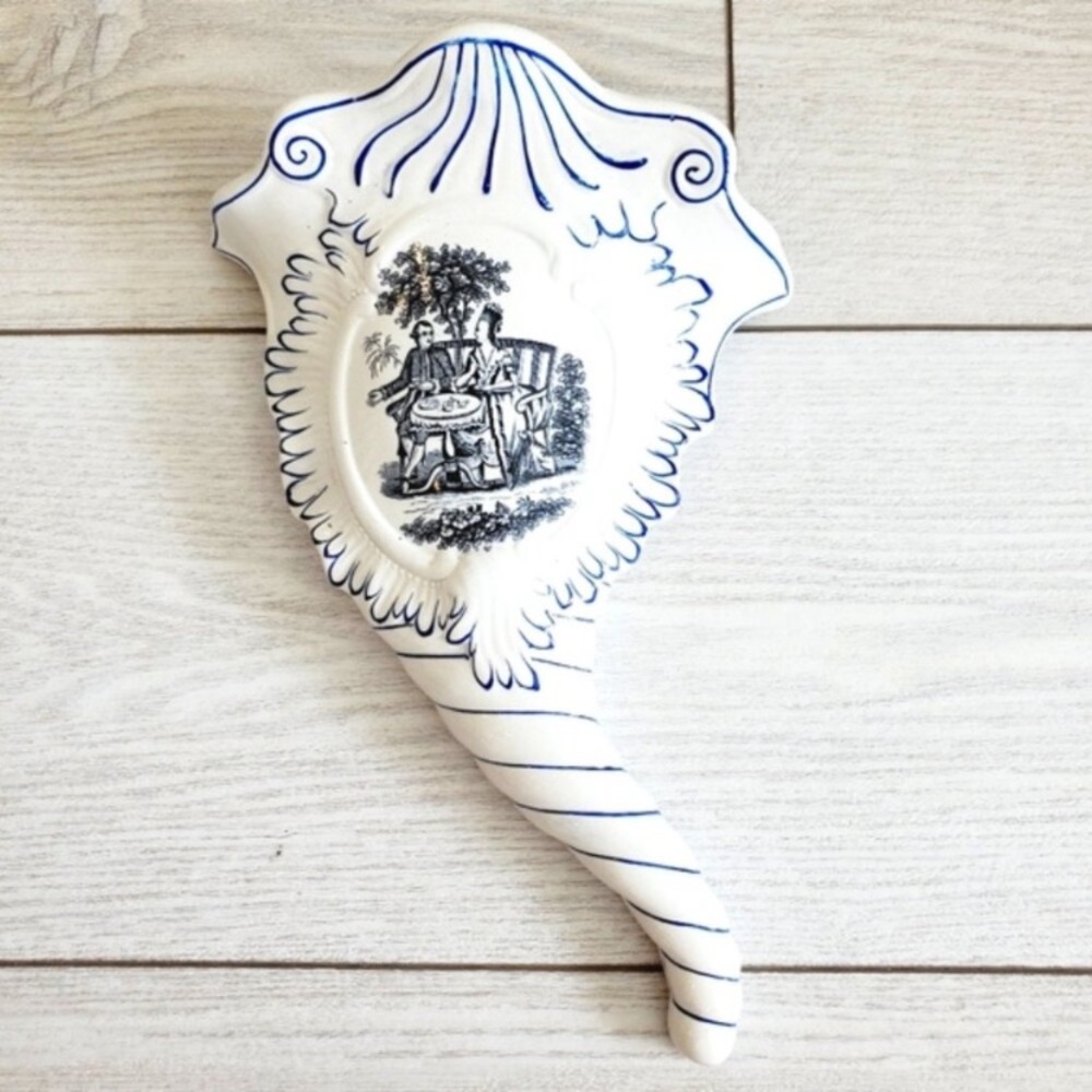 Vintage French Rococo Porcelain Cornucopia Regency Wall Pocket.